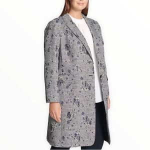 Calvin Klein Boyfriend Houndstooth Floral Long Button Jacket Dress size 18W